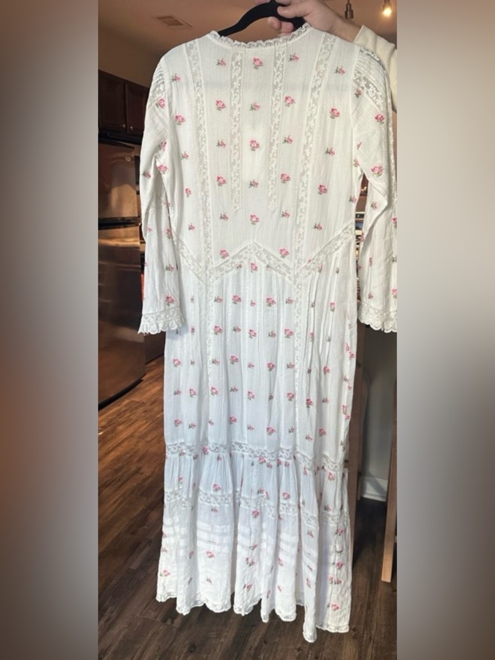 LoveShackFancy White Floral Cotton - AVIN DRESS with Pink Rose Print - Picture 7 of 7